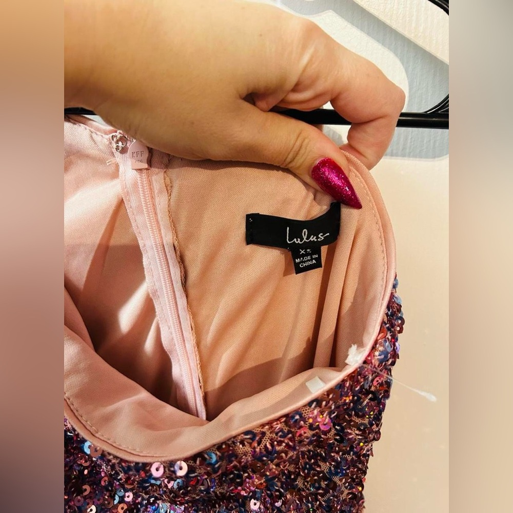 Lulus Pink Sequin One Shoulder Mini Dress | XS | Party Y2K - Picture 5 of 7
